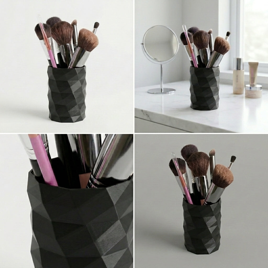 Low Poly Design Multipurpose Desk Organizer for Makeup Brushes, Pencils, Home Office