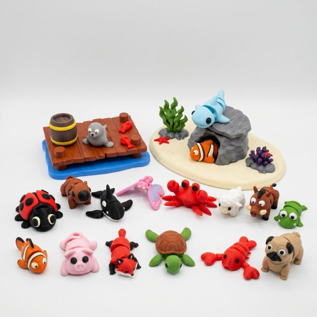 Mini Flexible Articulated Animals Loompz Collection - Fidget Toy Anti-Stress Kids' Toy Kit