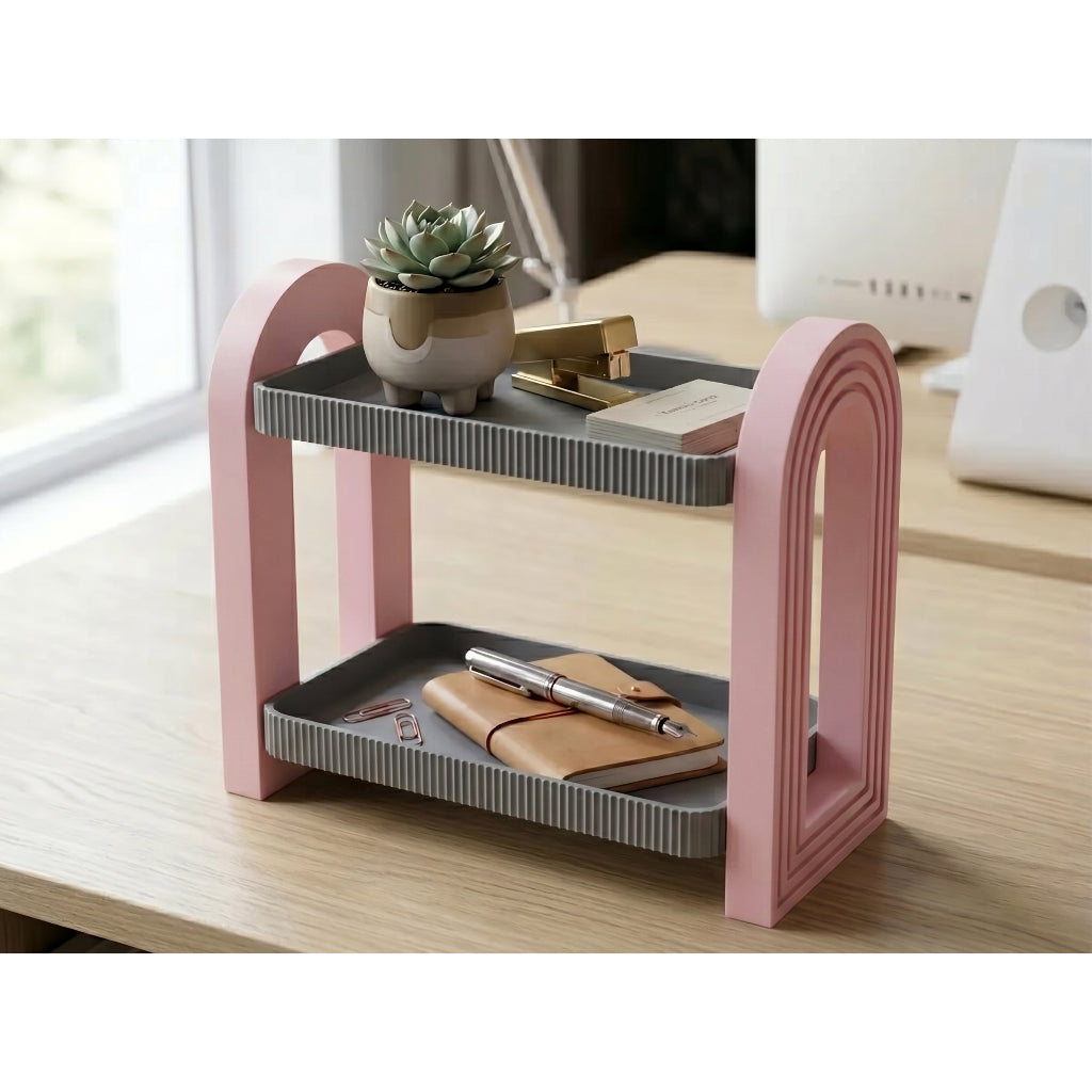 Prateleira de Mesa Organizadora Duplo Premium Luxo Minimalista | 2 Níveis Design Moderno Home Office
