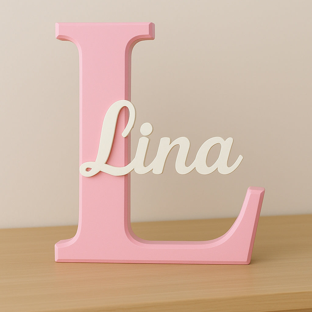 Letreiro 3D Personalizado com Nome Simples Placa Decorativa para Quarto e Porta