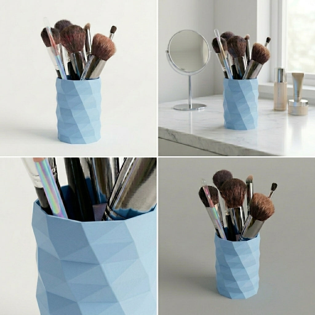 Low Poly Design Multipurpose Desk Organizer for Makeup Brushes, Pencils, Home Office