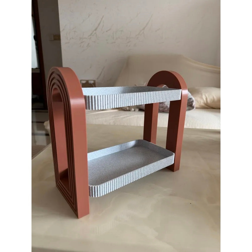Prateleira de Mesa Organizadora Duplo Premium Luxo Minimalista | 2 Níveis Design Moderno Home Office