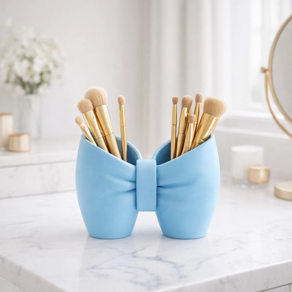 Makeup brush holder, multipurpose pen holder with bow