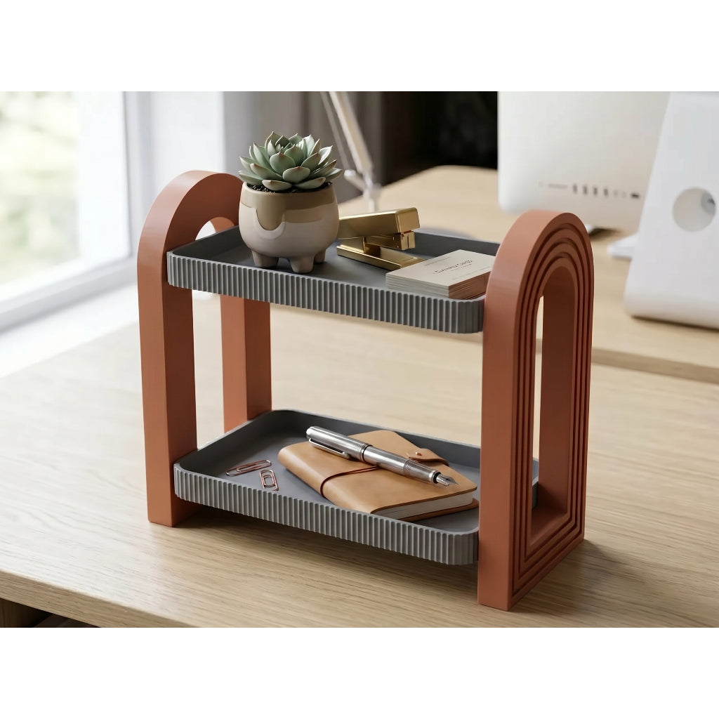 Prateleira de Mesa Organizadora Duplo Premium Luxo Minimalista | 2 Níveis Design Moderno Home Office