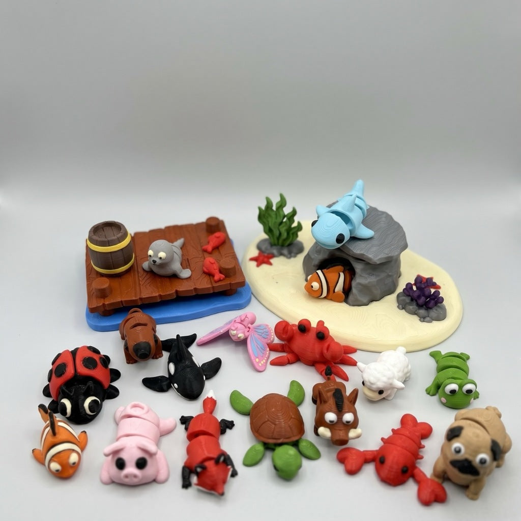 Mini Animais Articulados Flexíveis Coleção Loompz - Kit Brinquedos Fidget Toy Anti Estresse Infantil