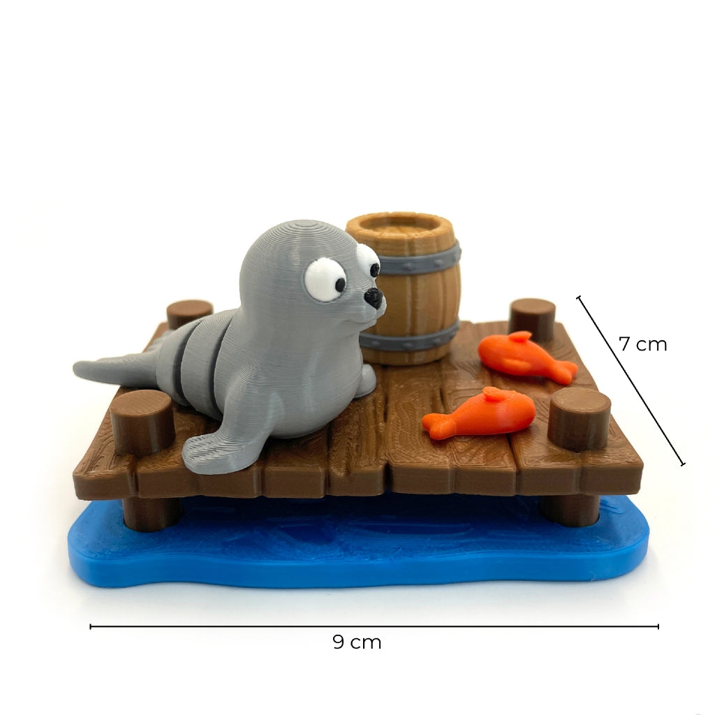 Kit Doca da Foca Loompz 7 Peças - Brinquedo Sensorial - Animais Articulados + Cenário e Acessórios