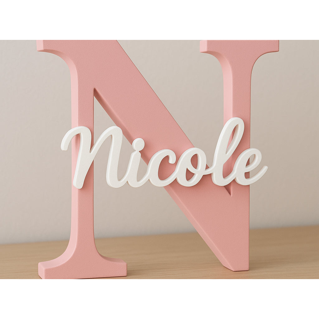 Letreiro 3D Personalizado com Nome Simples Placa Decorativa para Quarto e Porta
