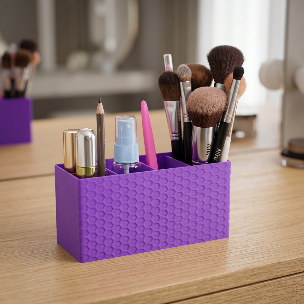 Organizador de Escritorio Premium Portalápices Lápices Pinceles Maquillaje Con 4 Divisiones Personalizables