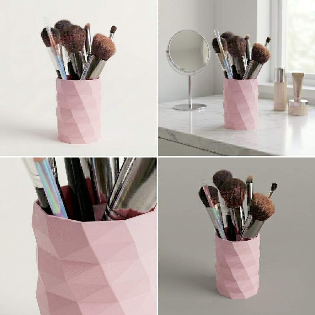 Low Poly Design Multipurpose Desk Organizer for Makeup Brushes, Pencils, Home Office