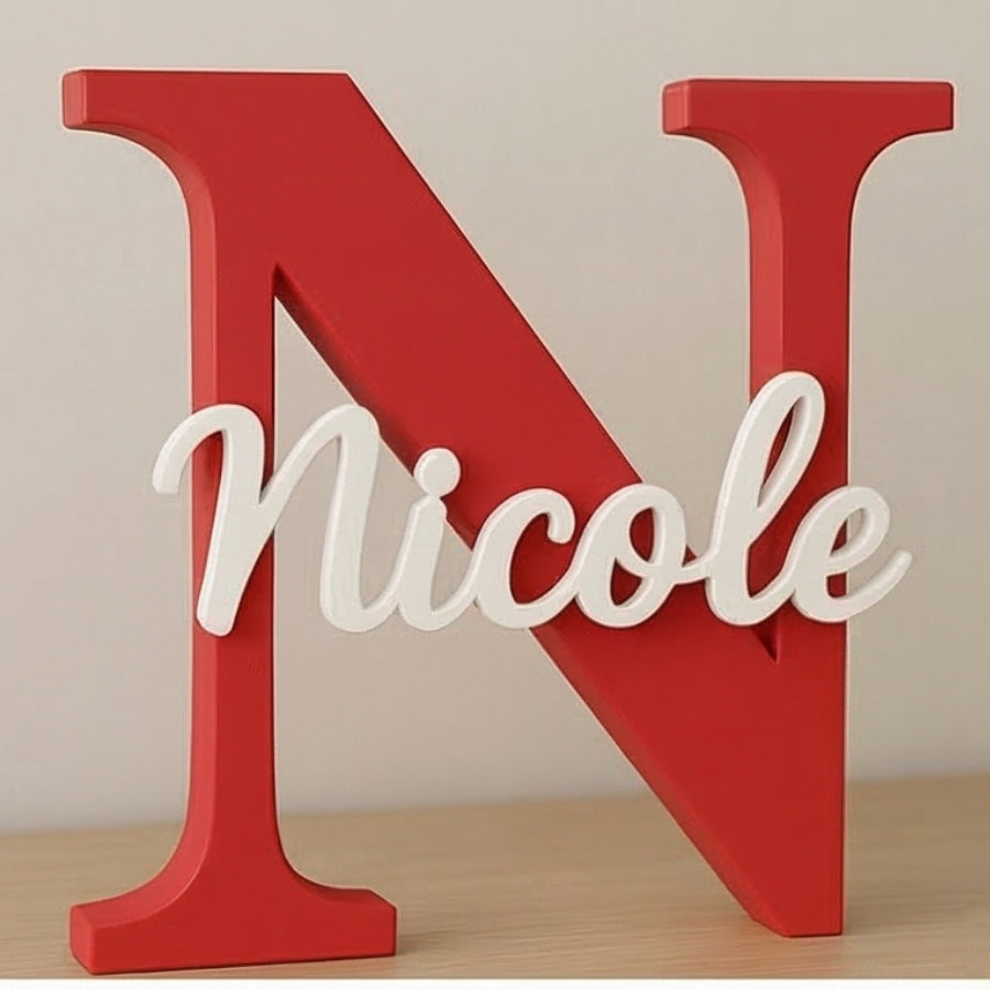 Letreiro 3D Personalizado com Nome Simples Placa Decorativa para Quarto e Porta