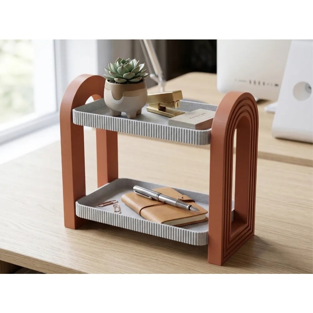 Prateleira de Mesa Organizadora Duplo Premium Luxo Minimalista | 2 Níveis Design Moderno Home Office