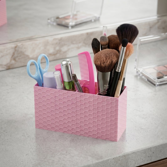 Organizador de Mesa Premium Porta Canetas Lápis Pincéis Maquiagem C/ 4 Divisórias Personalizáveis