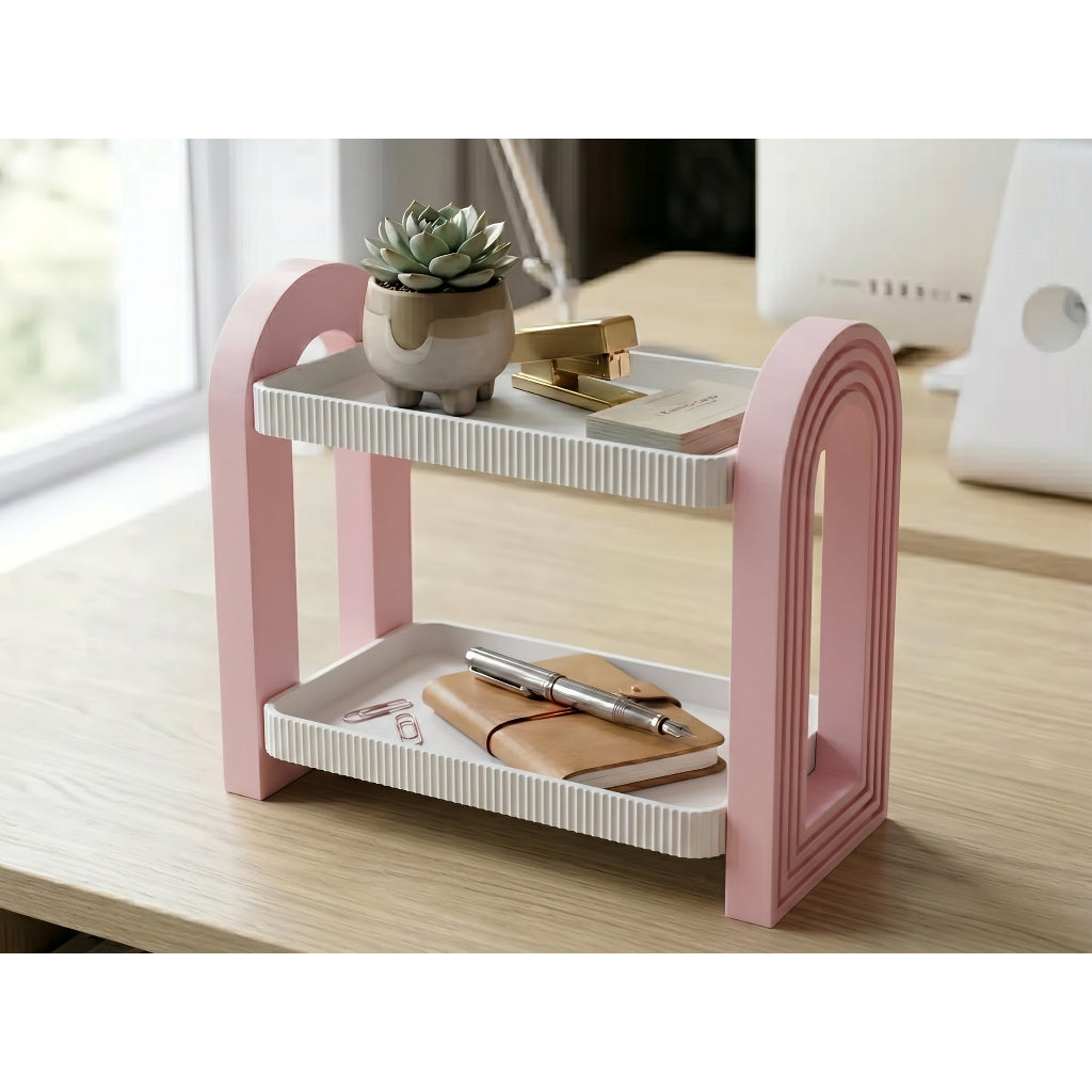 Prateleira de Mesa Organizadora Duplo Premium Luxo Minimalista | 2 Níveis Design Moderno Home Office