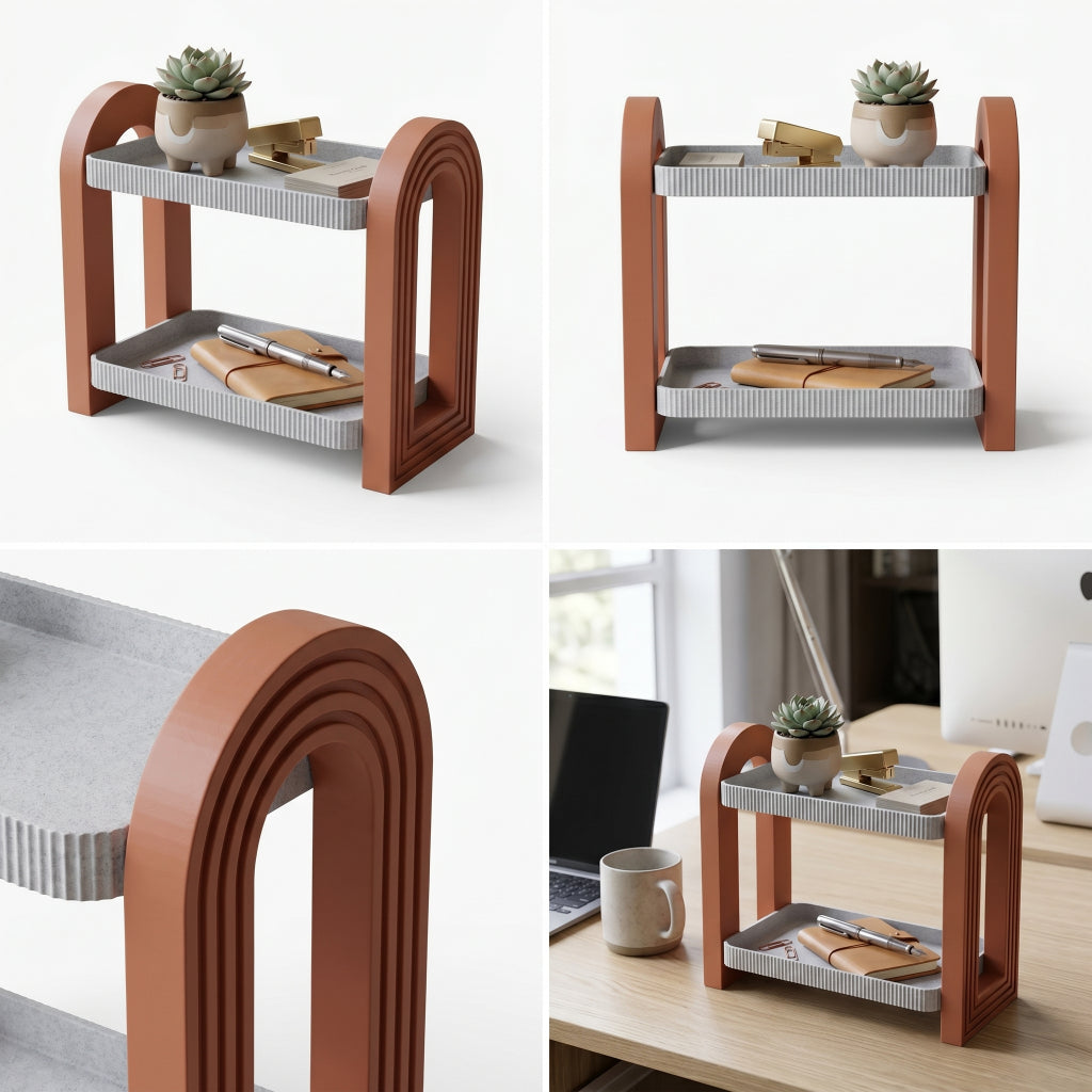 Prateleira de Mesa Organizadora Duplo Premium Luxo Minimalista | 2 Níveis Design Moderno Home Office