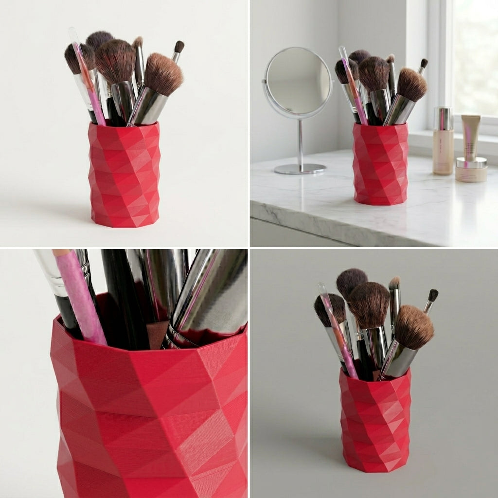 Low Poly Design Multipurpose Desk Organizer for Makeup Brushes, Pencils, Home Office