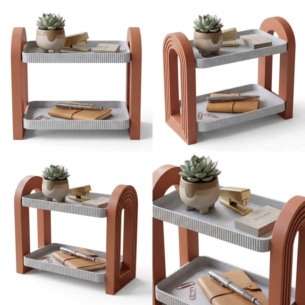 Prateleira de Mesa Organizadora Duplo Premium Luxo Minimalista | 2 Níveis Design Moderno Home Office