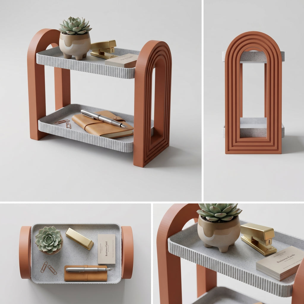 Prateleira de Mesa Organizadora Duplo Premium Luxo Minimalista | 2 Níveis Design Moderno Home Office