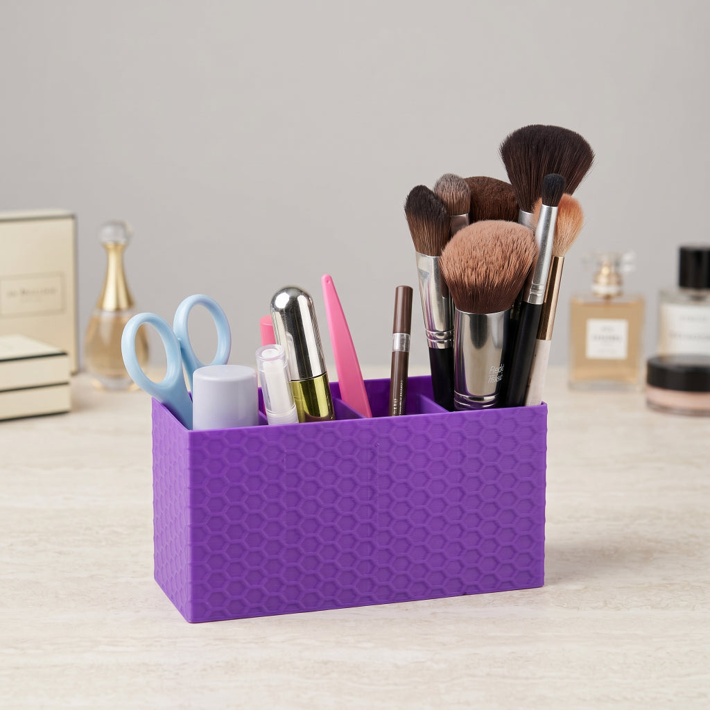 Organizador de Escritorio Premium Portalápices Lápices Pinceles Maquillaje Con 4 Divisiones Personalizables