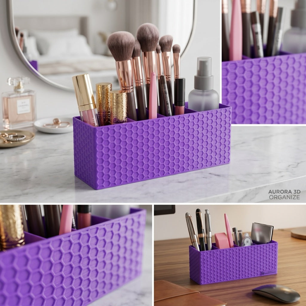 Organizador de Escritorio Premium Portalápices Lápices Pinceles Maquillaje Con 4 Divisiones Personalizables