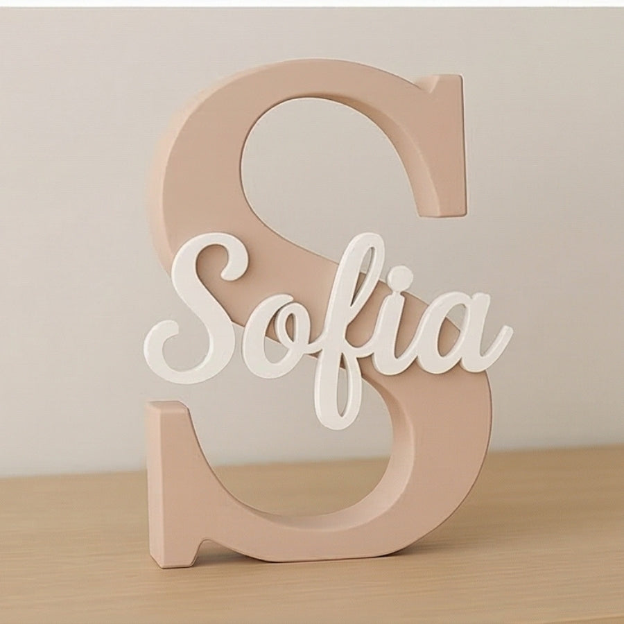 Letreiro 3D Personalizado com Nome Simples Placa Decorativa para Quarto e Porta