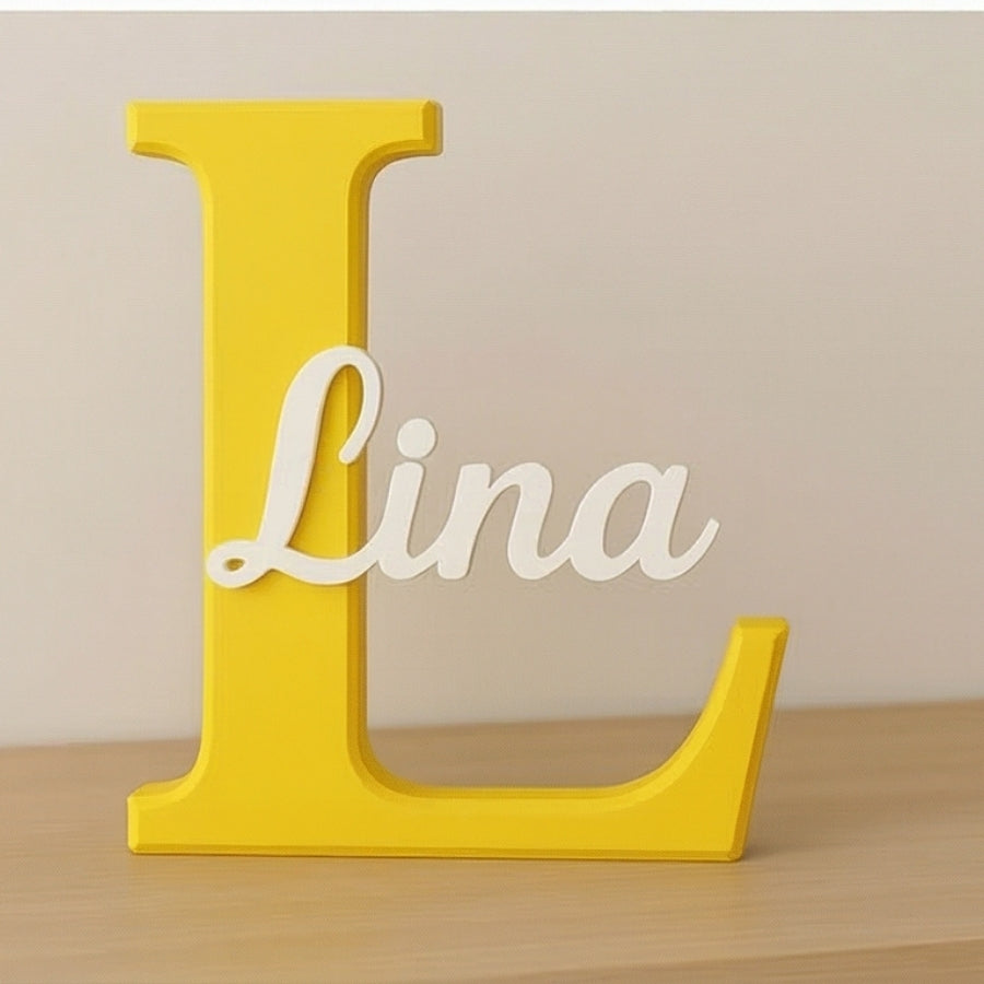 Letreiro 3D Personalizado com Nome Simples Placa Decorativa para Quarto e Porta
