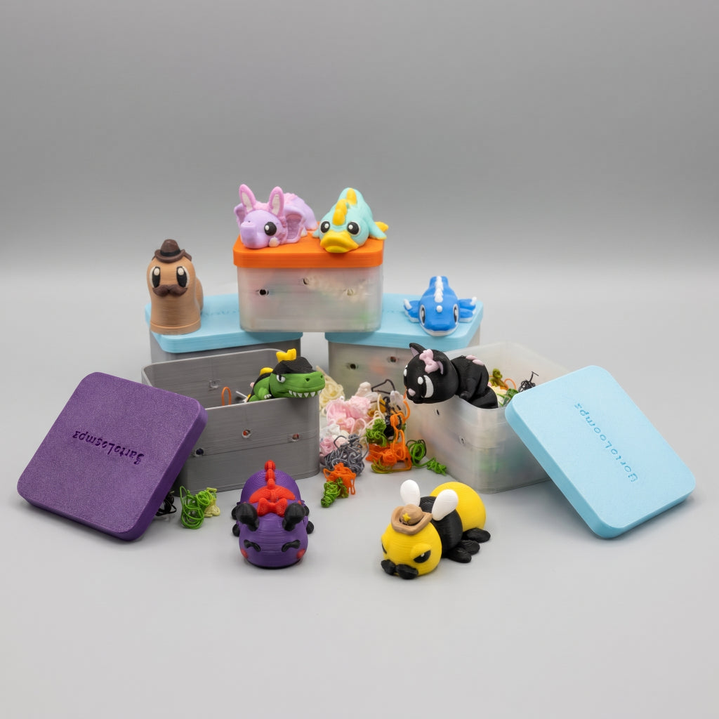 Box Supresa Loompz Mini Animais Flexíveis Coleção com 8 Personagens Exclusivos Fidget Anti Extresse