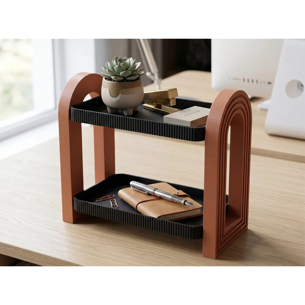 Prateleira de Mesa Organizadora Duplo Premium Luxo Minimalista | 2 Níveis Design Moderno Home Office