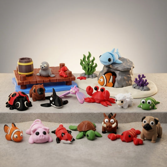 Mini Animais Articulados Flexíveis Coleção Loompz - Kit Brinquedos Fidget Toy Anti Estresse Infantil