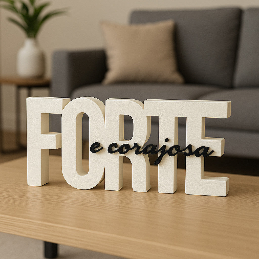 Strong and Courageous 3D Decorative Plaque - Motivational Female Ornament, Modern Home Decor
