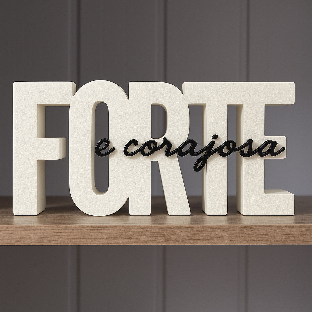 Strong and Courageous 3D Decorative Plaque - Motivational Female Ornament, Modern Home Decor